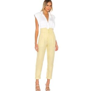 Lacademie The Cerise High Waisted Pant in Pale Yellow Sz L